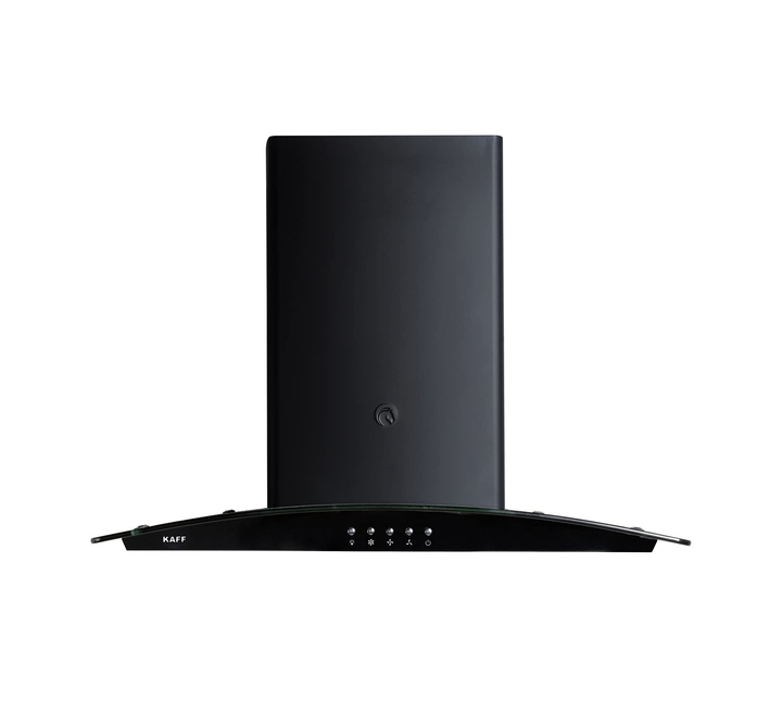 KAFF Flo BF 60 Cm Chimney | Heavy Duty Baffle Filter | Matt Black Rust Free Coating | Black Curved Tempered Glass (FLO BF 60)